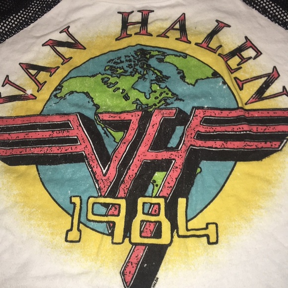 Forever 21- Cropped Band Shirt W/ Mesh Sleeves - Picture 2 of 5